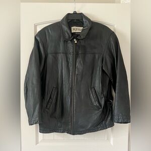 Wilsons M. Julian Mens Large Leather Jacket Black Thinsulate Quilt Lined Bomber